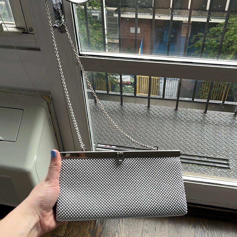 Silver fancy attire clutch purse